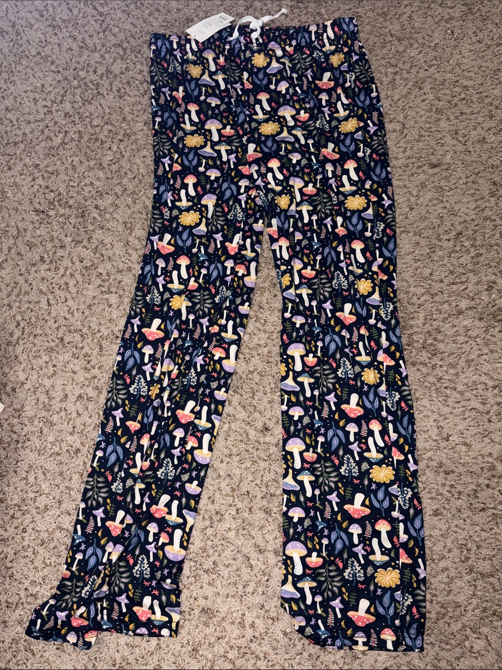 Navy Mushroom Print Women’s Lounge Pajama Pants